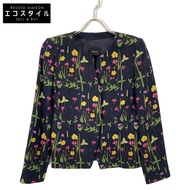 Akris Navy Silk Floral Color Jacket, Size 42