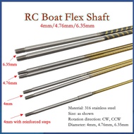 RC Boat Flexible Shaft 4mm 4.76mm(3/16") 6.35mm(1/4") Flexible Cable 400mm CW CCW Flexible Shaft Prop Nut For Brushless Engine Boat