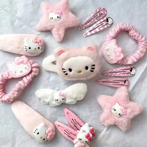 Hello Kitty Hair Clip Toys Hair Accessory Set Cute Kitty Pink Hairpin Girls Barrettes Bangs Clip Gir
