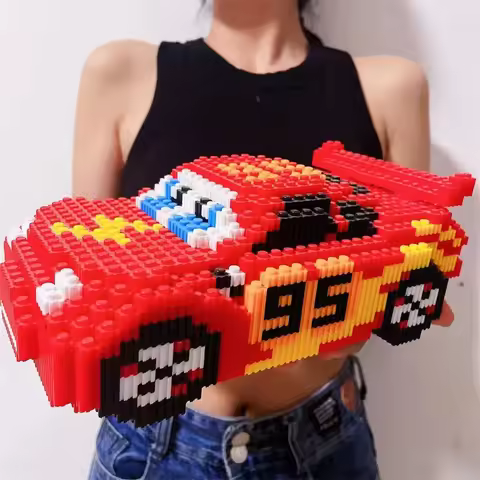 Disney Cartoon Pixar Cars 3 Diamond Building Blocks Lightning Mcqueen Cute Diy Model Connection Mini