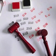 [COD] Judge Stamp Hammer, Inkpad Tool Toy Wooden Hammer, Role Play Toy Wooden Red Portable Mini Judg