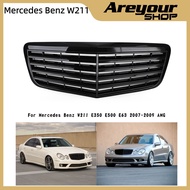 Front Bumper Grille Grill Fit Mercedes Benz W211 E350 E500 E63 AMG 2007-2009 Gloss Black