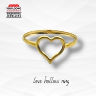 Youloong Cincin love Bajet kosong / hollow design EMAS916/ Hollow design ring budget 0.3g 916GOLD