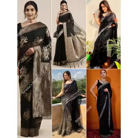 Indian Saree Dress for Women Ethnic Party Costume Traditional Sari Wedding Reception/Bharatanatyam D