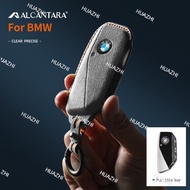 BMW I7 X7 735 i 740 LCI IX X1 U11 XM 7 Series Alcantara Suede Car Remote Key Case Cover Shell keycha
