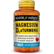 MASON NATURAL Magnesium & Vitamin D3 with Turmeric, 60 Day ply Dietary plement with 500 mg Magnesium