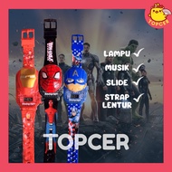 LED Music Children's Watch | Children's Digital Clock with Rotating Light | Flexible Slide Strap wit