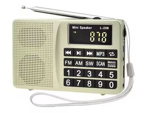 EONKO L-258 AM/MW/FM/SW Radio with TF USB AUX LED Display Big Button for Elder