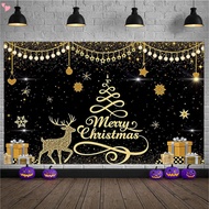 70.8 x 43.3 Inches Merry Christmas Banner -  Xmas Tree Garland Background with Reindeer Snowflakes a