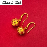 Chan Wah Malaysia Jewellery 916 Gold Earrings Women's Long Tassel Vintage Bridal Earrings Women Korean Style Ear Rings Girls Emas 916 Original Lelong Subang Telinga Perempuan Subang Emas Korea Anting Anting Perempuan