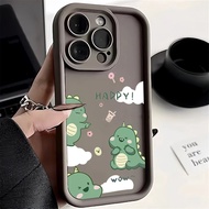 เคสแฟชั่นลายการ์ตูนไดโนเสาร์เคสสำหรับ Apple iPhone 15 14 13 12 11 Pro Max 7Plus 8Plus เคสลายการ์ตูนไดโนเสาร์น่ารักสำหรับ iPhone XS Max X XR 7 8 14 15 Plus