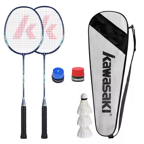 Kawasaki 1 Pair Of Badminton Racket 1U Aluminum Alloy Frame Badminton Racquet With String For Outdoo