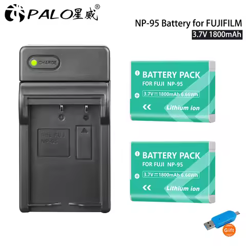 NP-95 Battery 3.7V 1800mAh NP 95 Li-Ion Batteries + Type C Charger for FUJIFILM X100T X100S X100 X30