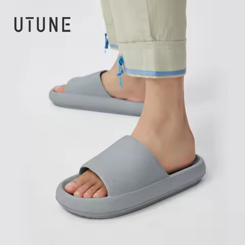 UTUNE Men’s Non-slip Slides Summer Indoor Slippers, Thick Sole Breathable Soft Sandals, Comfy Casual