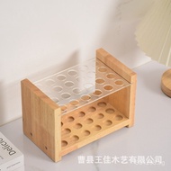 Test Tube Rack Anti-Fall Teaching Instrument Glass Simple Wooden Egg Rack Test Tube Double-Layer Woo