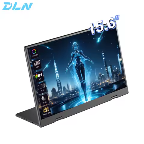 DLN 15.6 inch Portable Monitor 60Hz RGB72% with VESA Hole and New Back Bracket Laptop Extended Displ