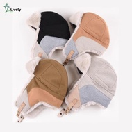 LIVELY Russian Bomber Cap, Earflap Design Waterproof Ski Hat, Vintage Windproof Warm Russian Style E