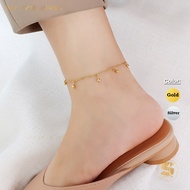 Sis Love Jewel Gelang Kaki Titanium Steel 18K Gold Plated Bead Anklet Wanita Boba Rantai Kaki A001