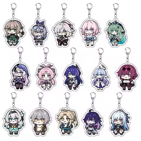 Honkai Star Rail Keychain Cosplay Acrylic Keyring Robin Firefly Acheron Fu Xuan HuoHuo Two-sided Key