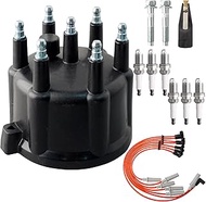 Ignition Distributor Cap & Rotor and Iridium Spark Plugs with Wire Set Tune Up Kit 671-6130 FD176T C