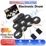Electronic Drum Set 7-Pad Drum Kit For Kids Roll-Up Portable Foldable with Stick