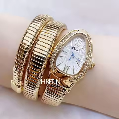 Fashionable Women's Snake-Shaped Bracelet Watch With Unique Design, Snake Coil, Elegant Bracelet, La