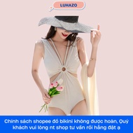 One-piece Bikini with scarf, women's beach travel swimsuit with padded bust, cut-out waist, conceale