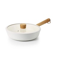 SENSARTE Frying Pan Deep 26cm IH Compatible Gas Fire Stir-fry Pot with Ceramic Coated Lid