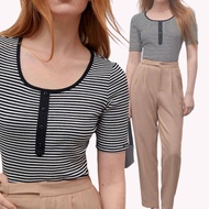 HAMPTONS Henley Stripe T Top