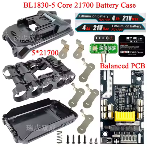 5*21700 Power Tool Lithium Battery Case Box BMS Balanced PCB Charging Protection Circuit Board for M