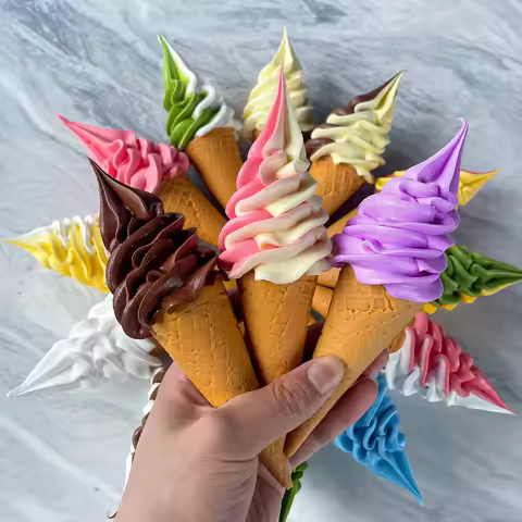 Simulation Ice Cream Model Two-tone Fake Cream Crispy Cone Ice Cream Shop Window Display Photography