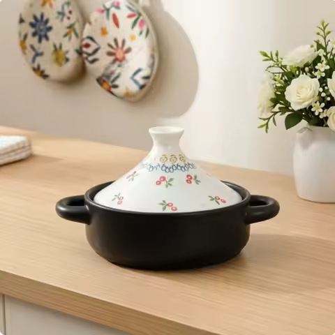 Moroccan Tagine Pot, Gradual Powder Clay Pot for Cooking , Gas Ceramic Cookware Pots, High Temperatu