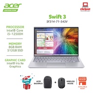 ACER SWIFT 3 SF314-71-543V(I5-12500H,8GB,512GB SSD,14"OLED WQXGA +, Intel®, STEEL GREY-W11)