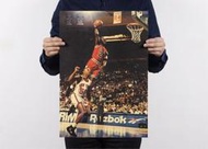 [現貨]麥克喬丹MJ 灌藍duck經典籃球nba芝加哥公牛球星JORDAN 裝飾畫臥室宿舍客廳牆畫 復古牛皮紙海報咖啡廳