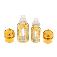 （NEW） 3/6/15ml Roll On Bottle Glass Mini  Container Portable  Perfume Bottle Gold Empty Roll-On Bott