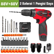 IRONHOOF Mesin Bor Baterai 288V Listrik Tanpa kabel 88V Set Lengkap