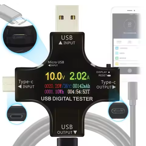 Type-C PD DC Digital Voltmeter Color Digital Display Ampere Meter Type-C USB Tester Ammeter Detector