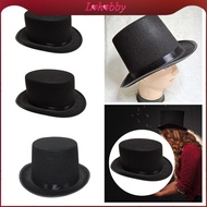 [Lohobby] Black Hat Hat Fedora Magician Majordoma Funky Flat Hat Formal Disguise Hats for Themed Fes