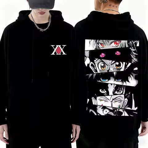 Anime Hunter X Hunter Eyes Graphic Hoodie Men Women Fashion Manga Oversized Pullover Hoodies Unisex 