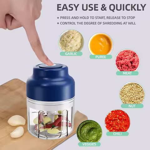 Vegetable Chopper, Electric Garlic Chopper,USB Rechargeable Mini Chopper, Powerful Small Food Proces