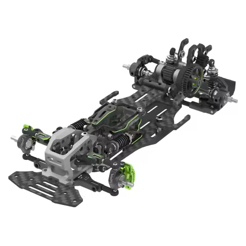 LSD Plaid 1/24 RWD Drift Chassis KIT Black Green/Orange (Without Electronics) Ls Studio LSDP-KIT-BKG