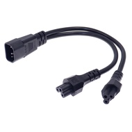 Power Y Type Splitter Adapter Cable Single IEC 320 C14 Male to Dual C5 Female Short Cord for Compute