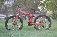 Fashionable Simplicity Multiple Colors Mountain Bike 21-Speed Double Disc Folding Bikes Brake Full Suspension Anti-Slip Lightweight Aluminum Frame Suspension Fork (Color : Red3, Size : 26 inch)