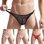 Mens Underwear Lingerie Low-rise Panties Pouch Sheer Sissy T-back Thong