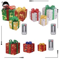 [ 3x Christmas Lighted Gift Boxes, LED Christmas Boxes Set, Christmas Glowing Decoration Gift Boxes, for Restaurants Decoration