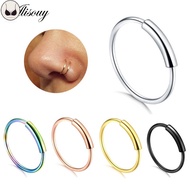 BP Alisouy 1PC 22g Steel Hinged Clicker Seamless Piercing Nose Ring Hoop Lip Ear Ring-6/8/10mm Body 