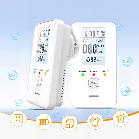 Ultra Sensitive 4-in-1 Gas & Carbon Monoxide Detector Plug in with LED Color Display Rv Methane Gas 