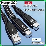 OTG sound card conversion cable 3-in-1 fast charging otg adapter type c For Live SoundCard Cable Dat