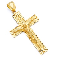 14k REAL Yellow Gold Religious Crucifix Jesus Cross Charm Pendant