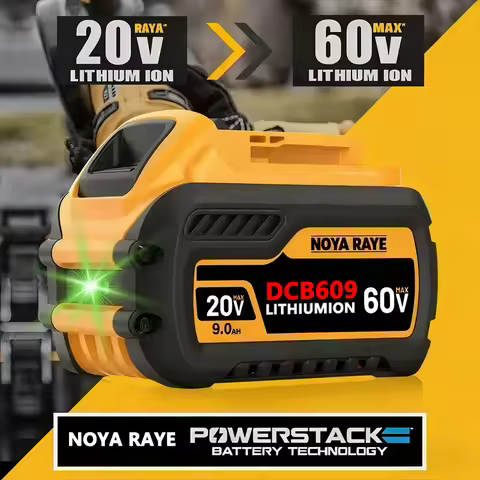 60V/20V 6Ah 9Ah MAX Battery with Charger, Power Tool Replace Battery for DeWalt DCB184 DCB181 DCB182